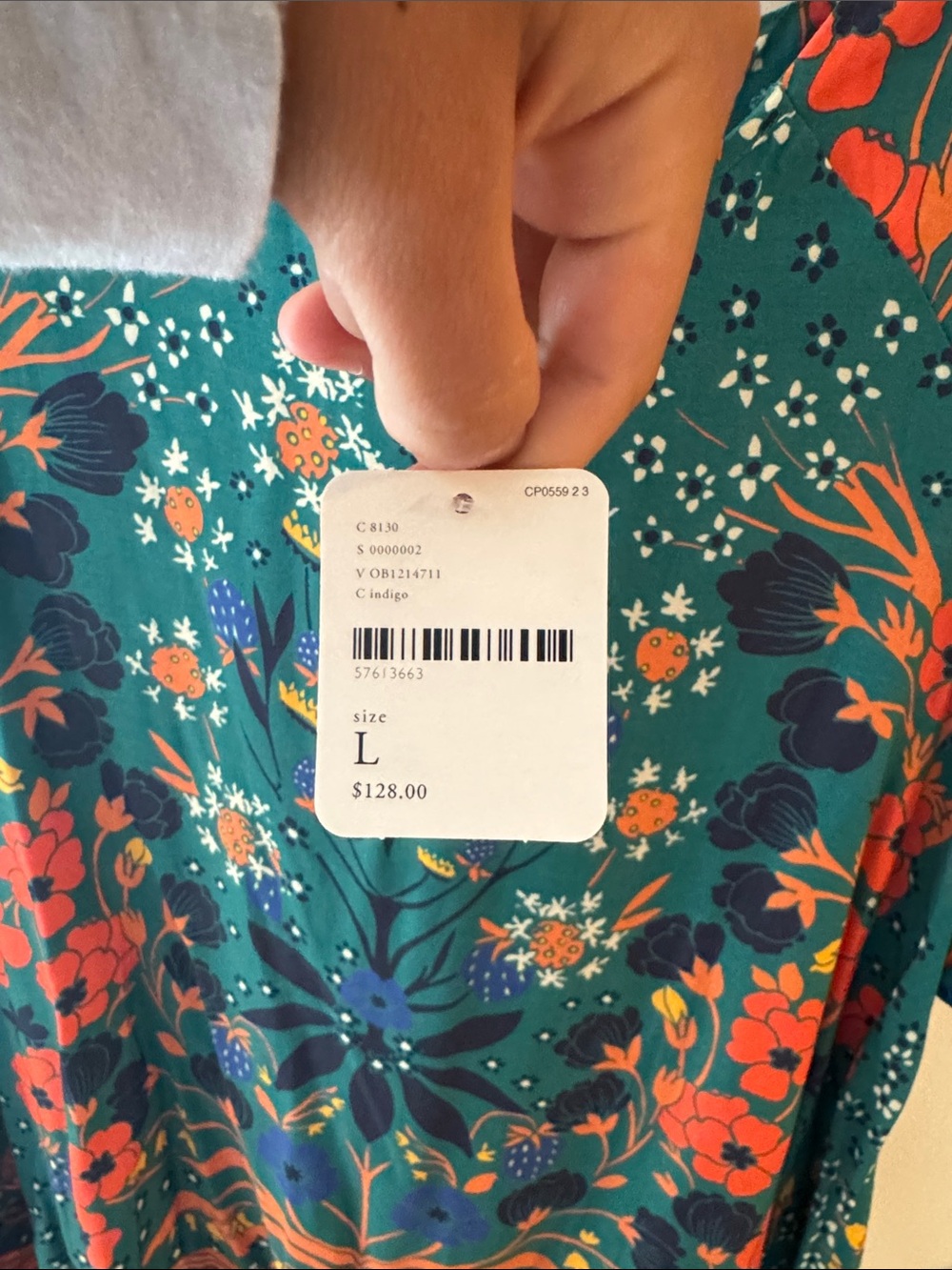 Free People Teal Floral Short-Sleeve Tunic - Picture 3 of 4